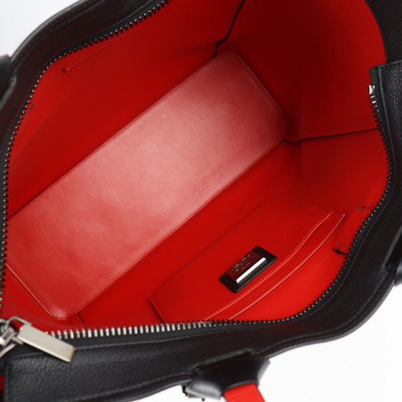 Christian Louboutin Kabiker Tote Bag Grain Calf Leather Black Red Silver - Picture 7 of 8